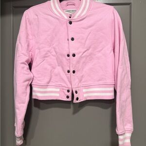 American Apparel Light Pink Cropped Varsity Jacket